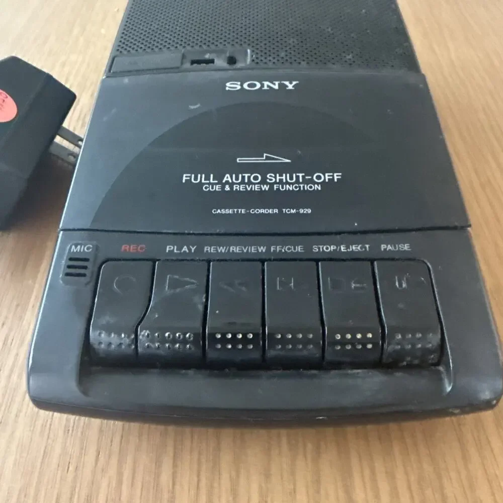 Vintage Sony Cassette-Corder TCM-929 Tape Player Recorder, w/ AC Cord WORKING